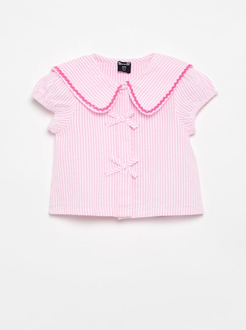 Blusa com laços de manga curta - Kiabi