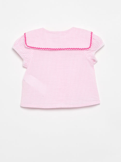 Blusa com laços de manga curta - Kiabi