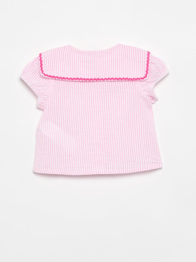 Blusa com laços de manga curta Rosa - Kiabi