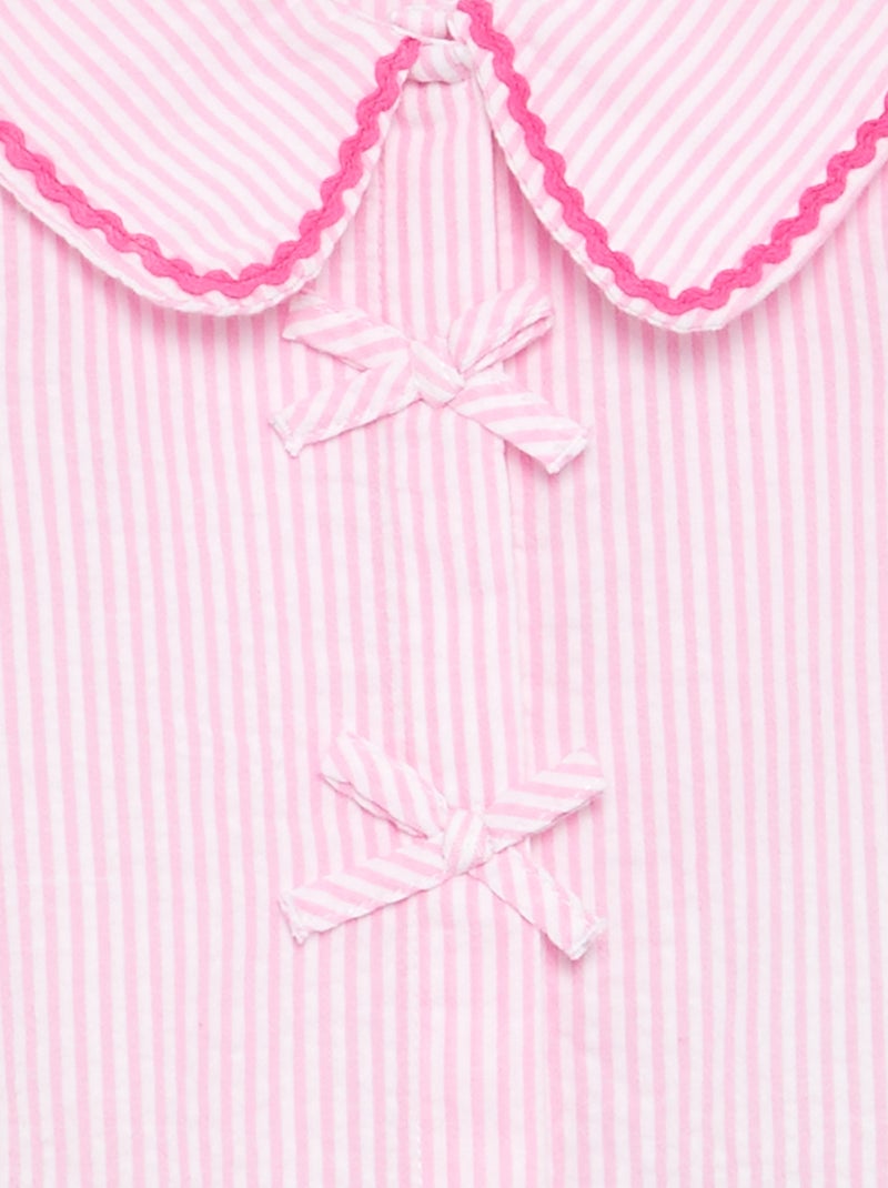 Blusa com laços de manga curta Rosa - Kiabi