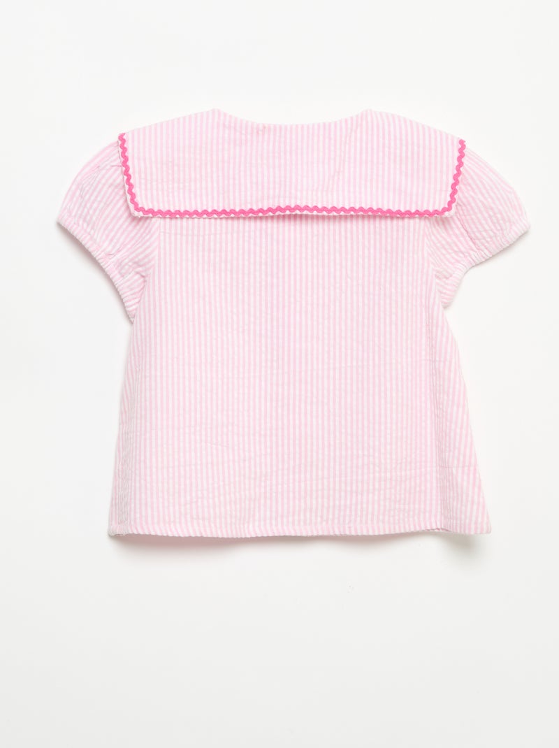 Blusa com laços de manga curta Rosa - Kiabi