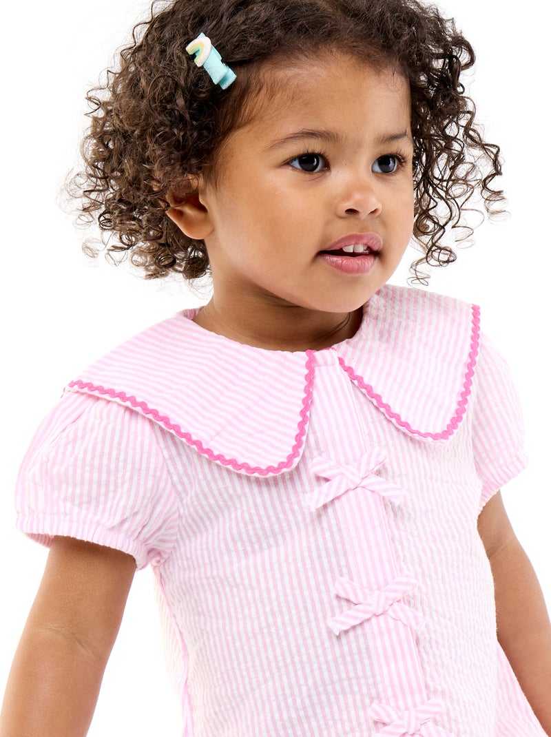 Blusa com laços de manga curta Rosa - Kiabi
