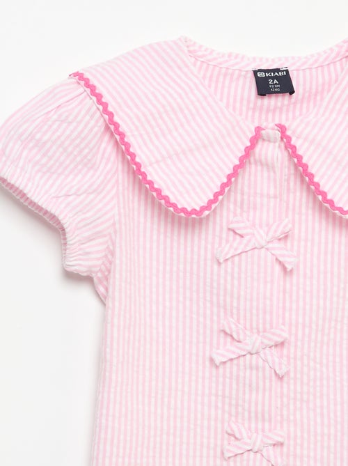 Blusa com laços de manga curta - Kiabi Blusa com laços de manga curta - Kiabi