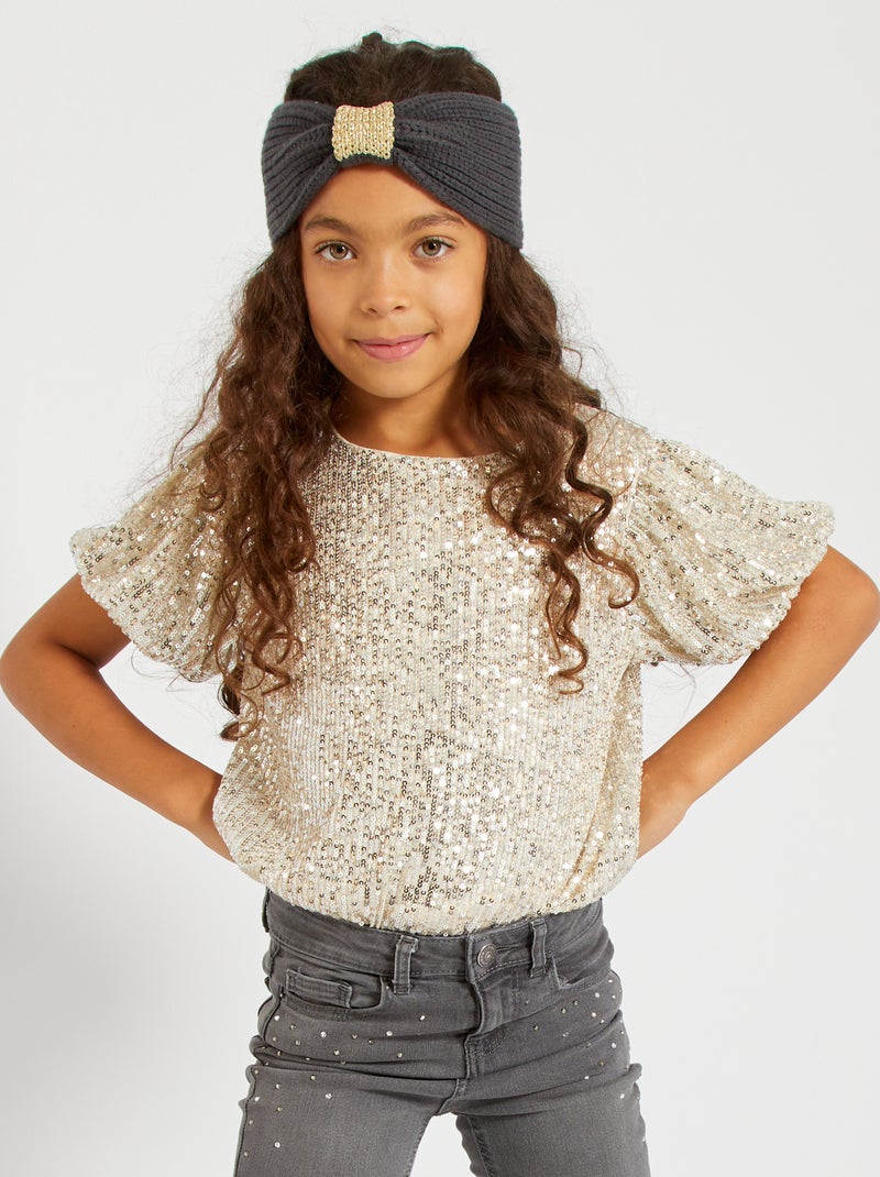 Blusa com lantejoulas AMARELO - Kiabi