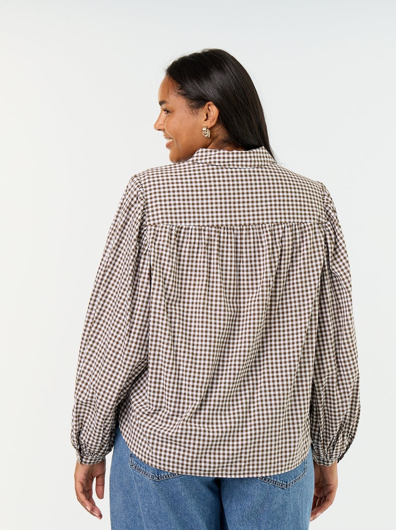 Blusa com mangas balão Caqui - Kiabi