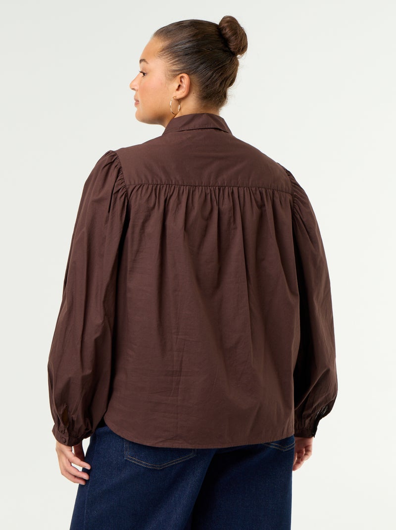 Blusa com mangas balão Castanho - Kiabi