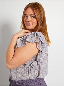 Blusa com mangas com folhos - Kiabi