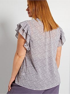 Blusa com mangas com folhos - Kiabi