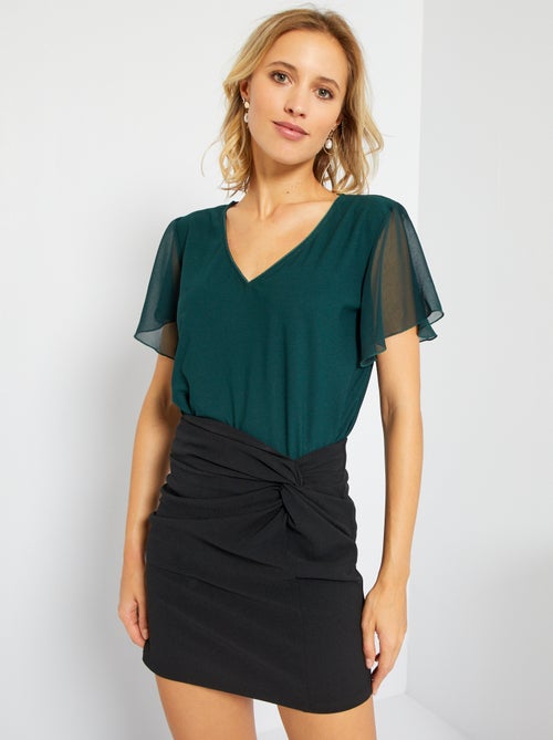 Blusa com mangas com folhos - Kiabi