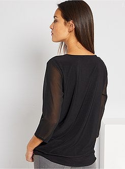 Blusa com mangas em voile - Kiabi