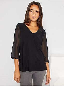 Blusa com mangas em voile - Kiabi