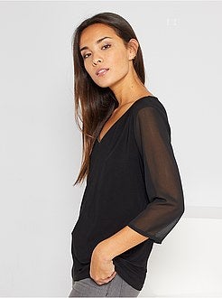 Blusa com mangas em voile - Kiabi