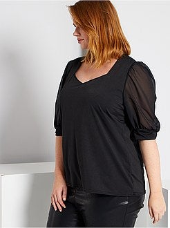 Blusa com mangas em voile - Kiabi