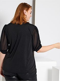 Blusa com mangas em voile - Kiabi