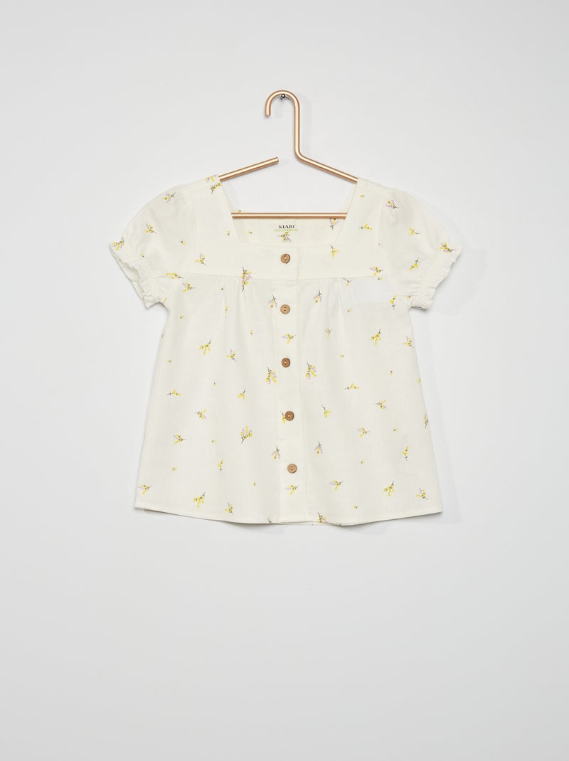 Blusa com motivo florido BRANCO - Kiabi
