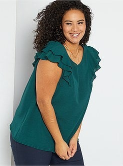 Blusa com ombros aos folhos - Kiabi