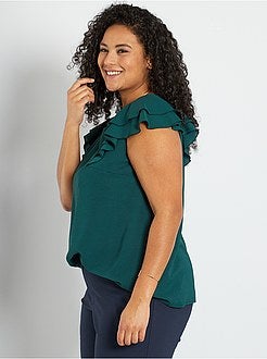 Blusa com ombros aos folhos - Kiabi