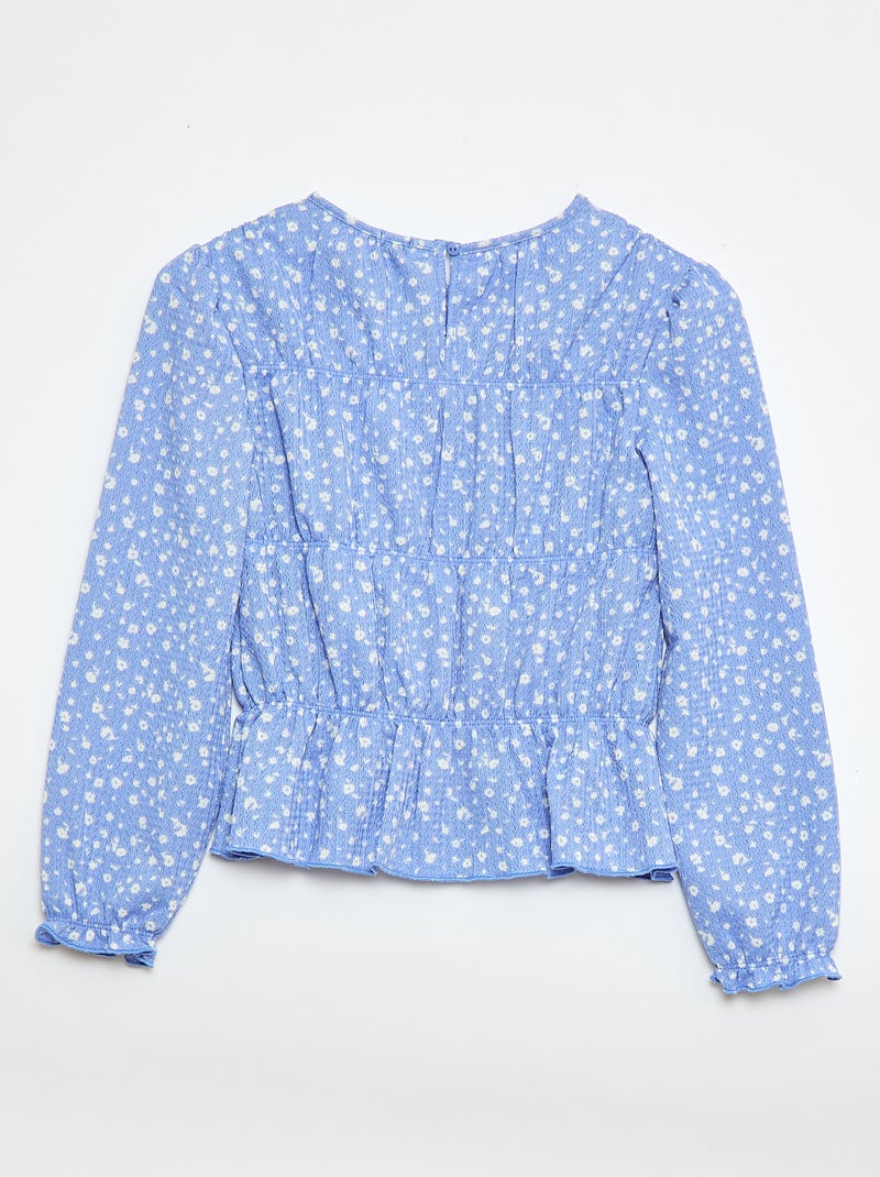 Blusa com padrão em malha crepe Azul - Kiabi