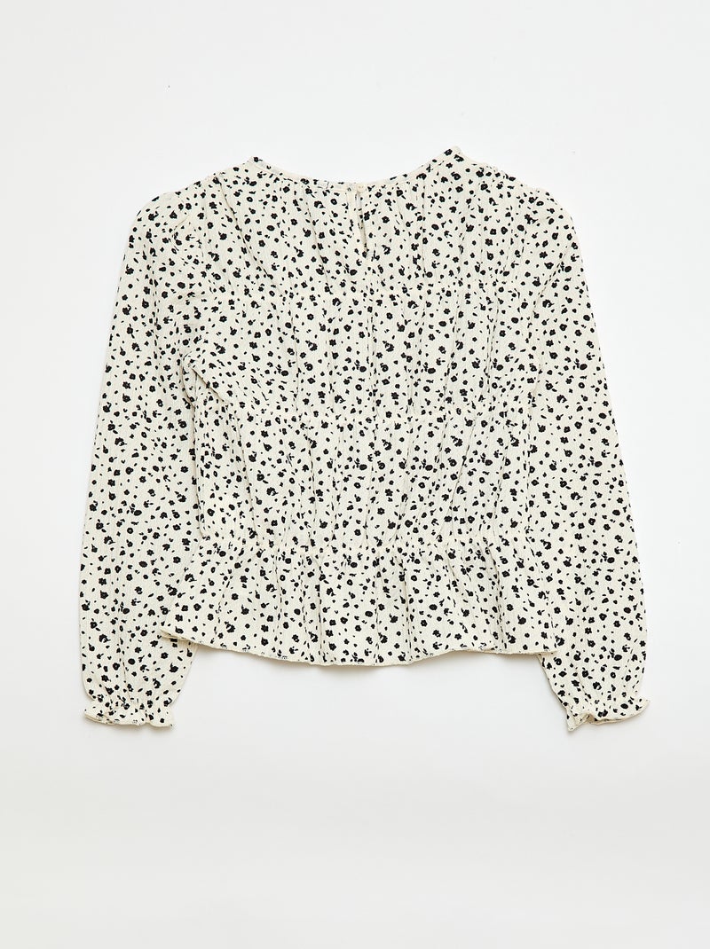 Blusa com padrão em malha crepe Branco - Kiabi