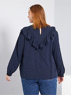 Blusa com peitilho com folhos - Kiabi