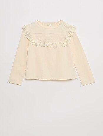 Blusa com peitilho e bordados ingleses - So Easy