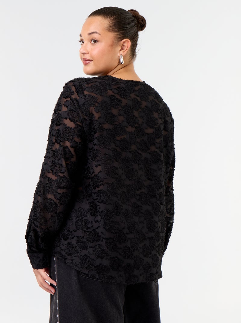 Blusa com plumetis Preto - Kiabi