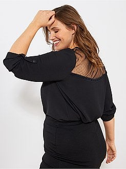 Blusa com pormenor rendilhado a ponto cheio - Kiabi