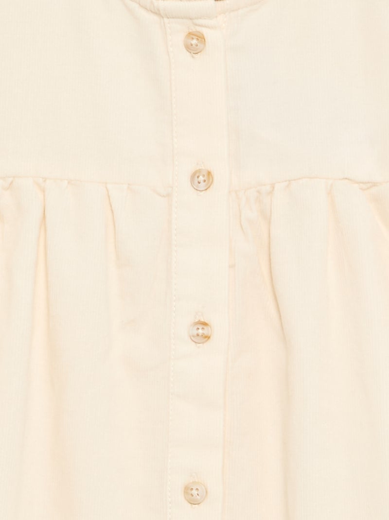 Blusa com punhos bordados e gola com folhos Cru - Kiabi