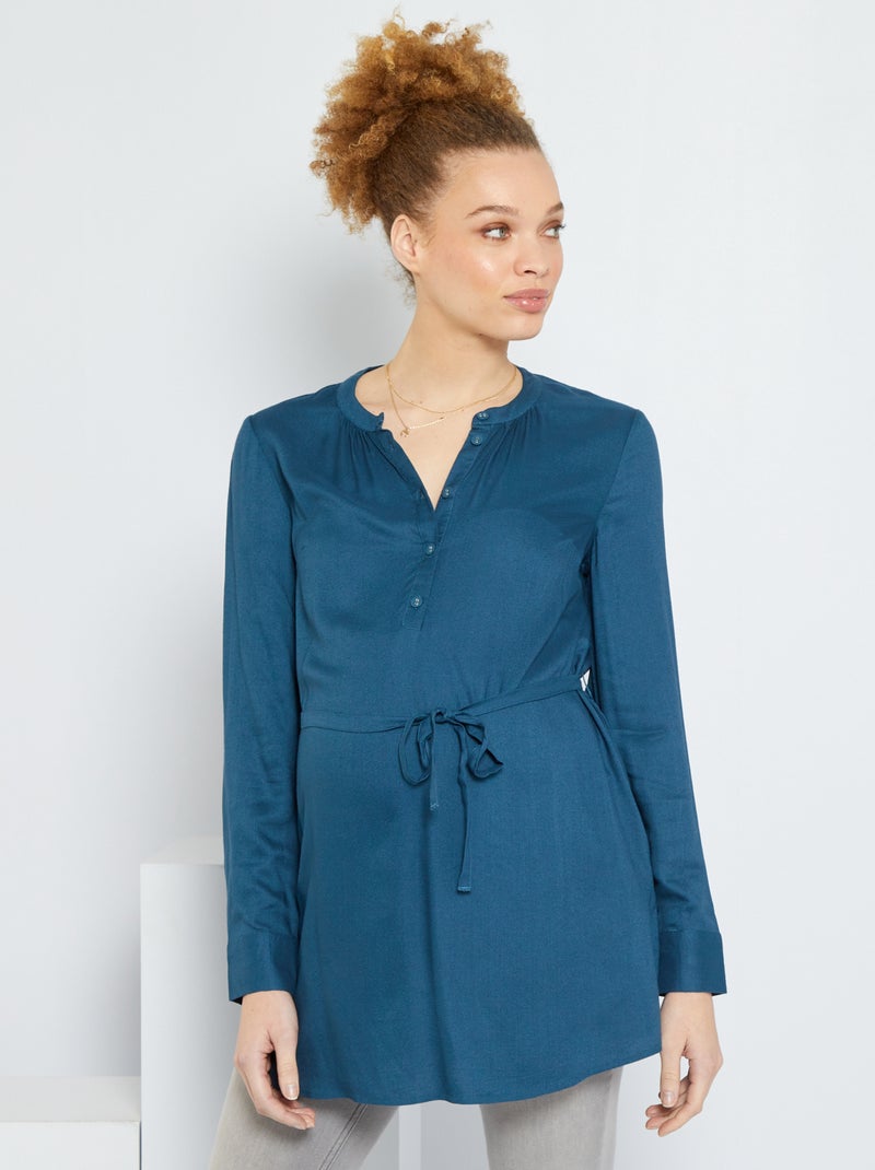 Blusa comprida Azul Noite - Kiabi