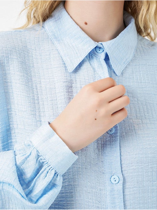 Blusa comprida oversize texturada com colarinho de camisa bdart - Kiabi