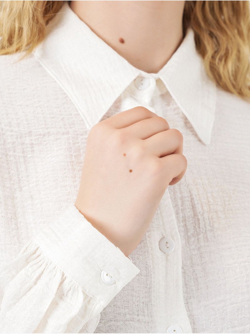 Blusa comprida oversize texturada com colarinho de camisa bdart Branco - Kiabi