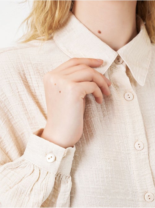 Blusa comprida oversize texturada com colarinho de camisa bdart - Kiabi