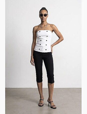 Blusa corpete de popelina de algodão sem alças dilvin