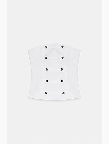 Blusa corpete de popelina de algodão sem alças dilvin