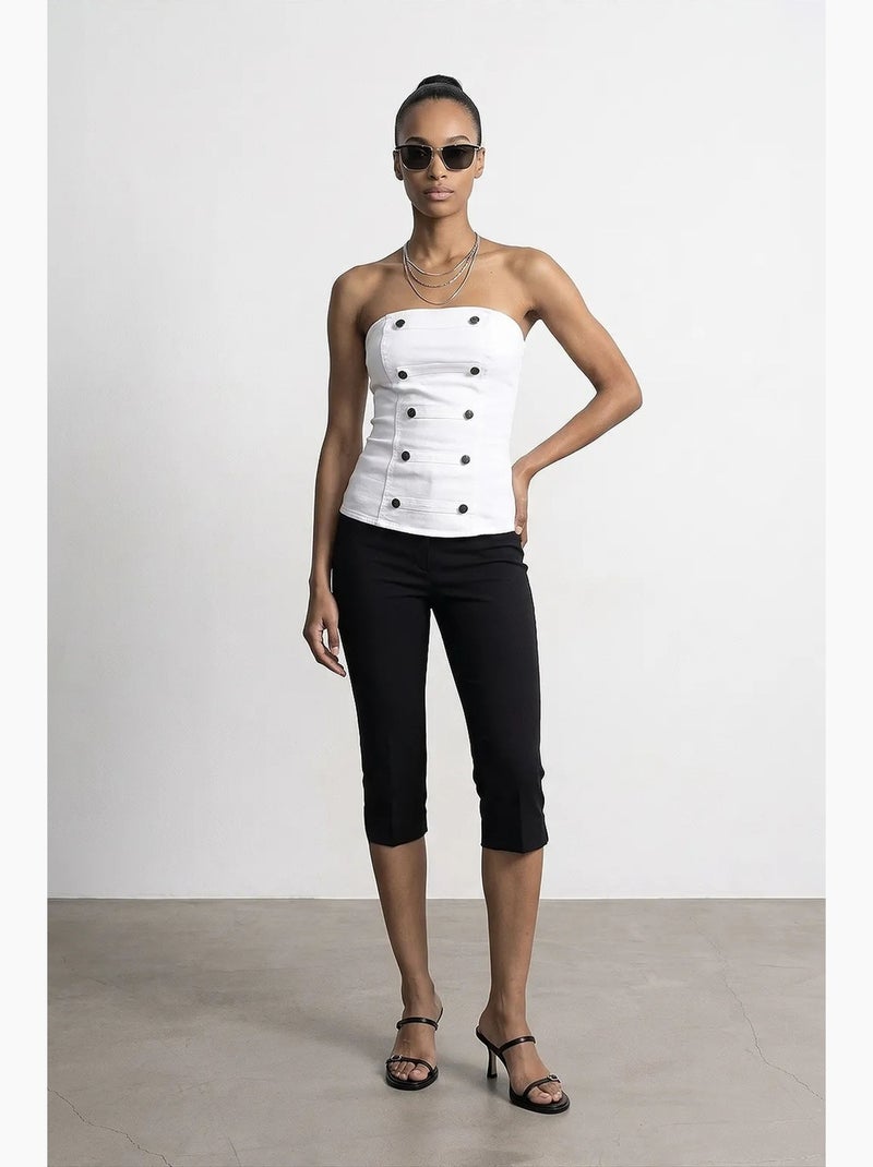 Blusa corpete de popelina de algodão sem alças dilvin Branco - Kiabi