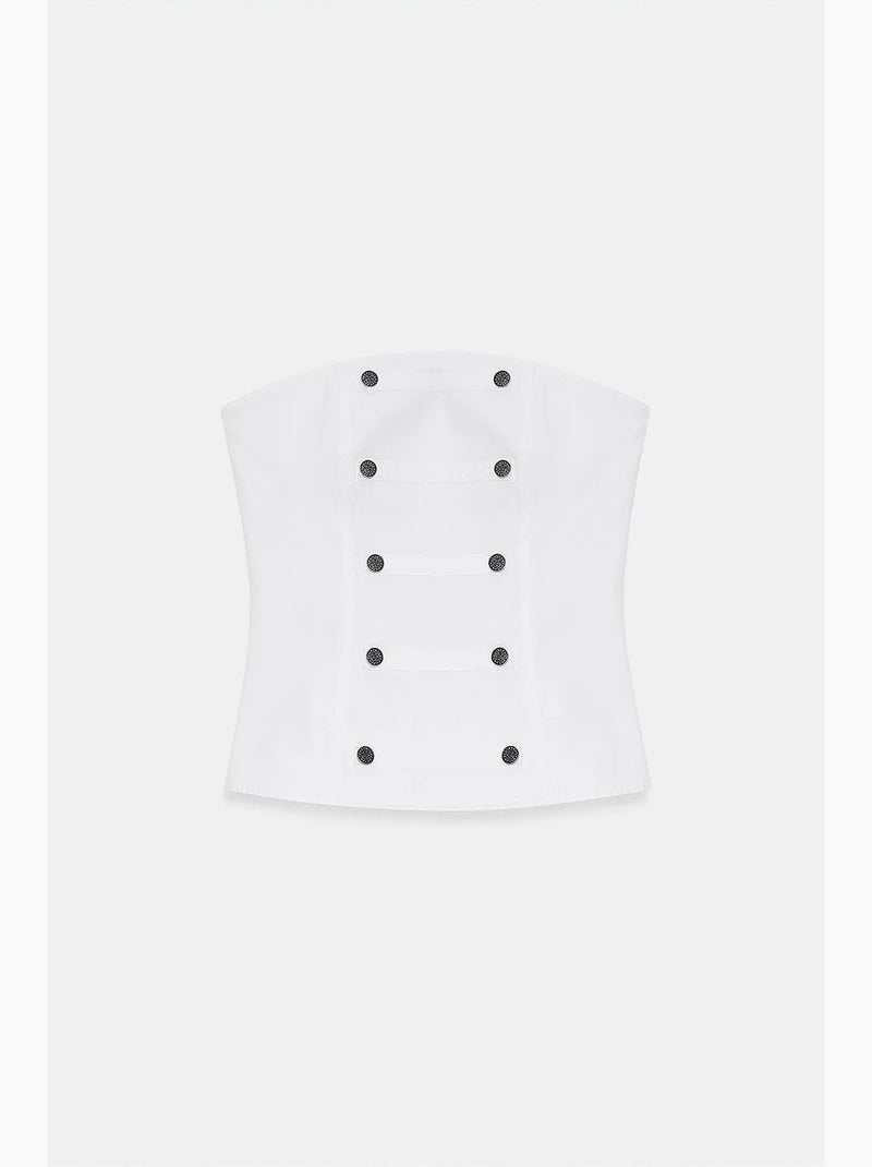 Blusa corpete de popelina de algodão sem alças dilvin Branco - Kiabi
