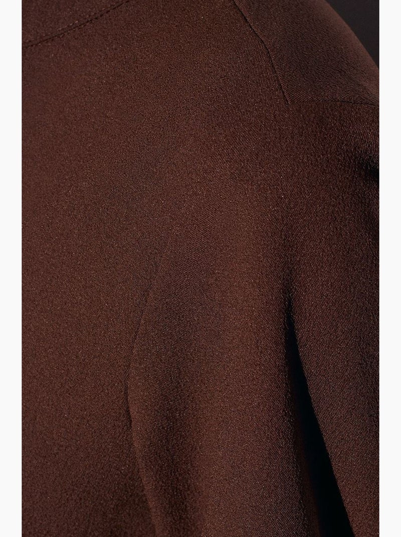 Blusa crepe gola mandarim dilvin Castanho-chocolate - Kiabi