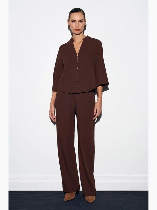 Blusa crepe gola mandarim dilvin - Kiabi