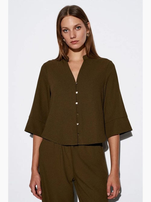 Blusa crepe gola mandarim dilvin - Kiabi
