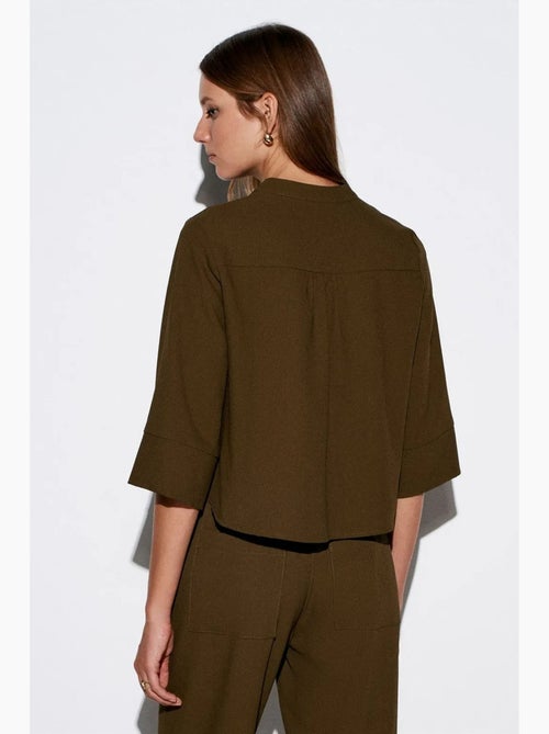 Blusa crepe gola mandarim dilvin - Kiabi