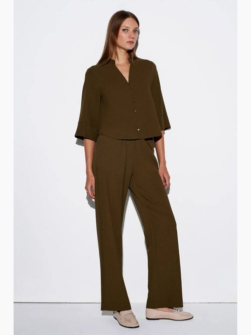 Blusa crepe gola mandarim dilvin - Kiabi