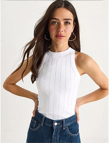 Blusa crop básica riscas diamante lucci
