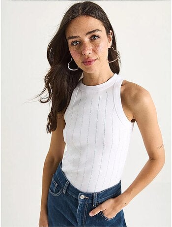 Blusa crop básica riscas diamante lucci