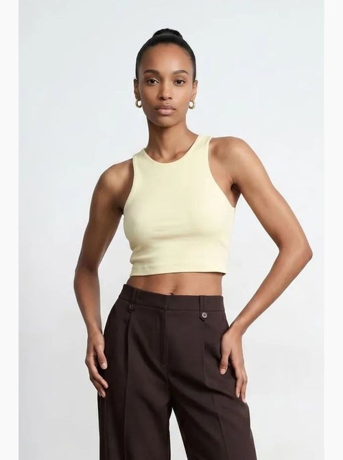 Blusa crop canelada sem mangas dilvin - Kiabi