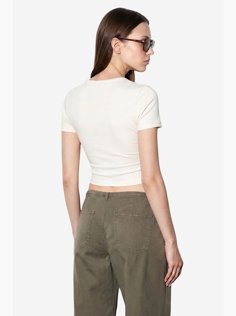 Blusa crop de jersey slim fit dilvin Creme - Kiabi