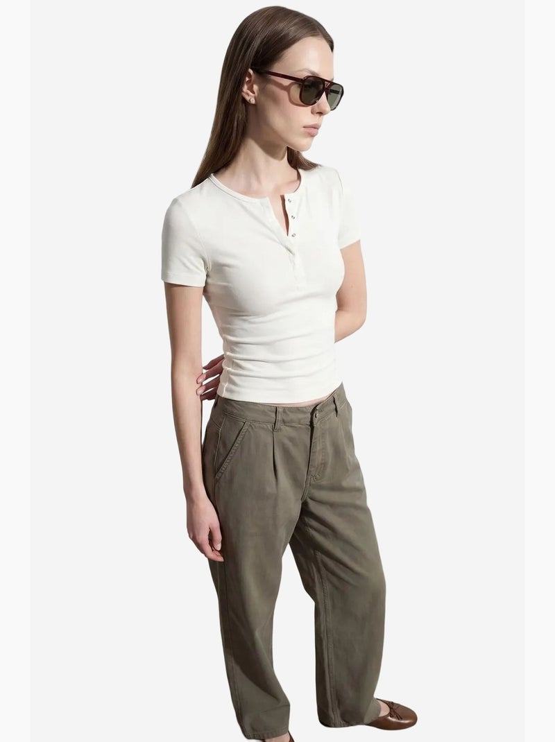 Blusa crop de jersey slim fit dilvin Creme - Kiabi
