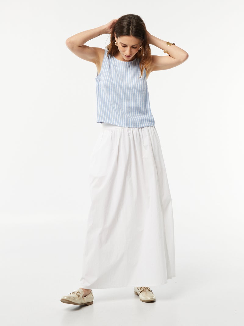 Blusa crop de linho misturado AZUL - Kiabi