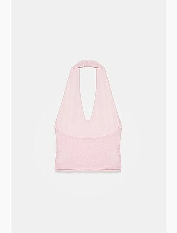 Blusa crop de mulher em renda com gola halter dilvin