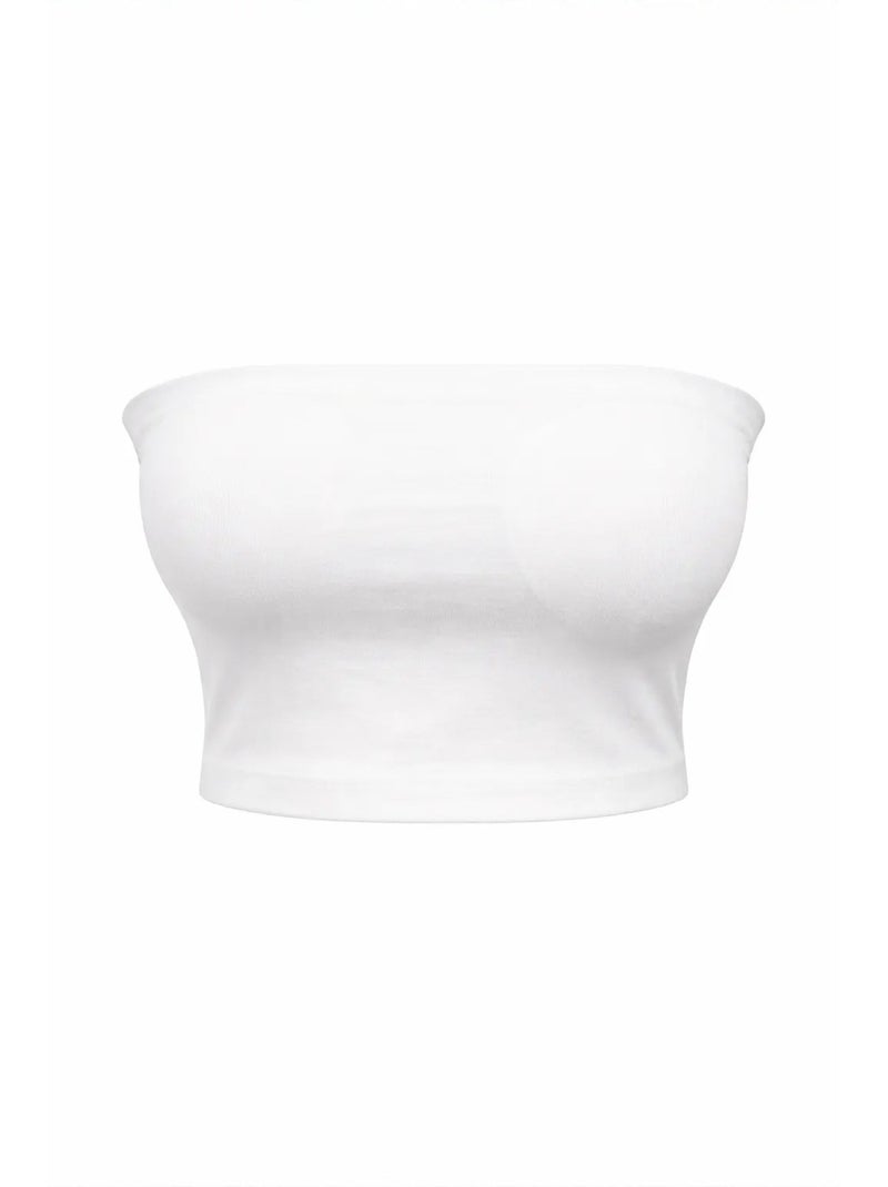 Blusa cropped bandeau sem alças mixray Branco - Kiabi