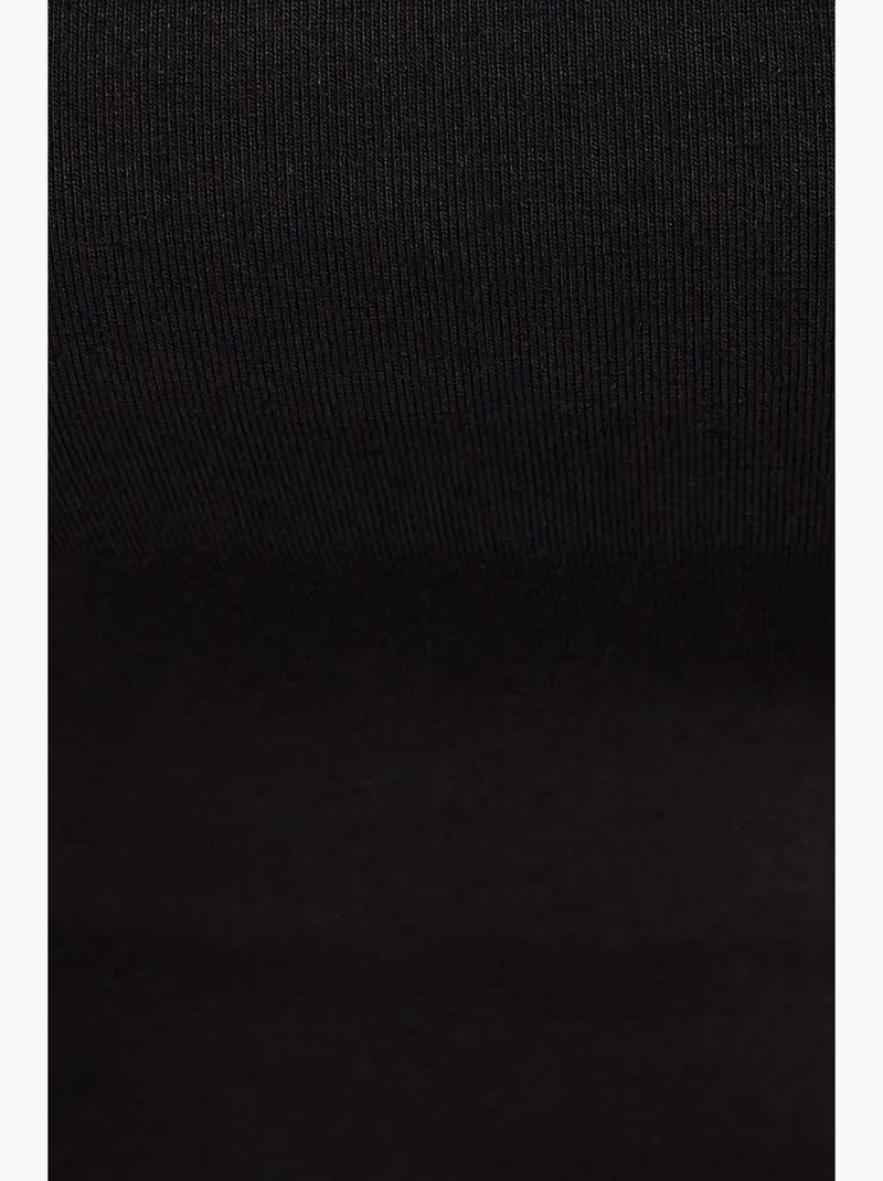Blusa cropped com decote redondo e canelado hiccup Preto - Kiabi